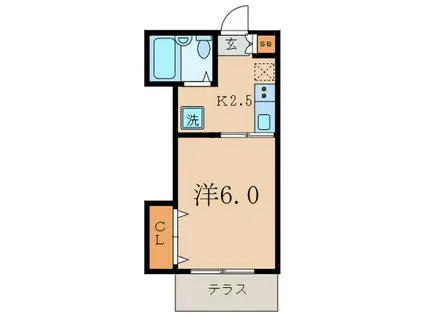 エビサワハイツ(1K/1階)の間取り写真