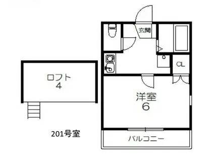 インフォヒルズ(1K/2階)の間取り写真