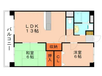 アクシス東平尾II(2LDK/5階)の間取り写真