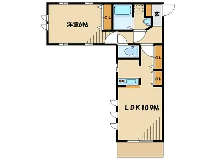 CASA旭(1LDK/2階)の間取り写真