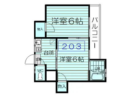 エコールF(2K/2階)の間取り写真