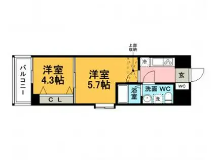 86 ORIENT BLD(2K/8階)の間取り写真