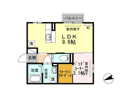 アネシス寺町(1LDK/1階)の間取り写真