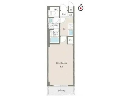 ウエスト(1K/1階)の間取り写真