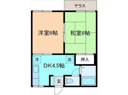 フォーブルにしや(2DK/1階)の間取り写真