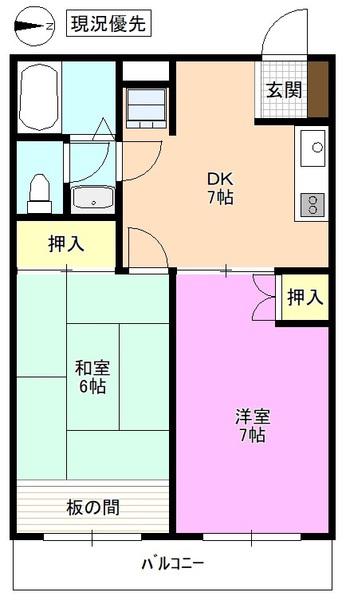 リヴィエール川舩(2DK/3階)の間取り写真