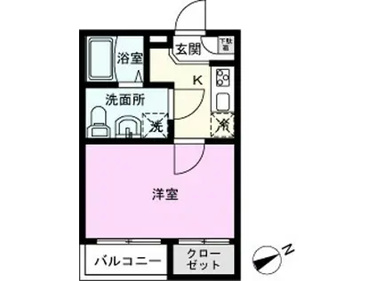 カーサミーア北越谷(1K/2階)の間取り写真