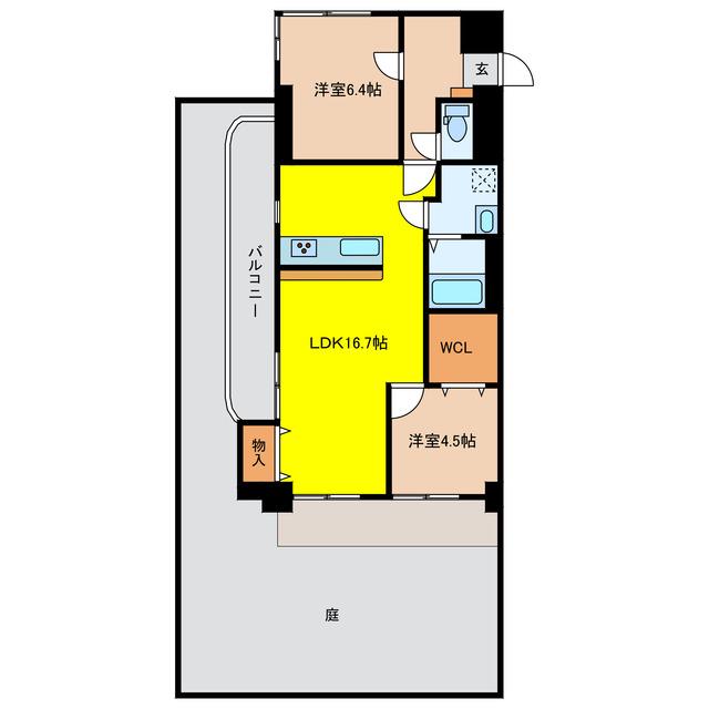 NARABU六番館(2LDK/1階)の間取り写真