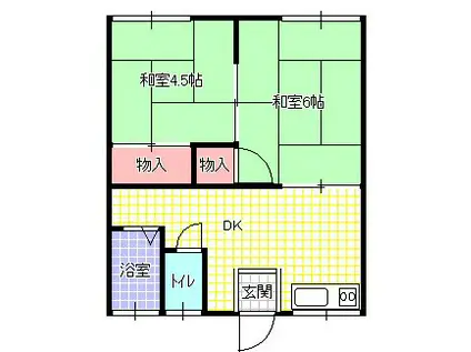 タチバナハイツB棟(2DK/1階)の間取り写真