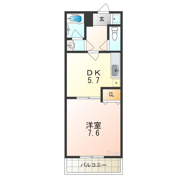 ラパス高倉台II番館(1DK/2階)の間取り写真