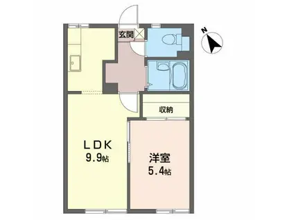 アパートメントハウス・アイリス A(1LDK/1階)の間取り写真