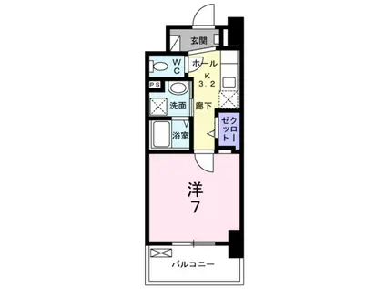 メルベージュ岸(1K/3階)の間取り写真