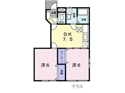 リセスガーデンII(2DK/1階)の間取り写真