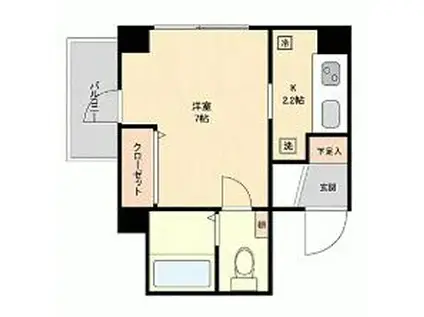 恵比寿ウエスト(1K/3階)の間取り写真