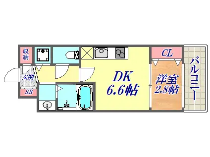 セレニテ神戸元町(1DK/3階)の間取り写真