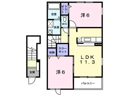 ジュイールII(2LDK/2階)の間取り写真