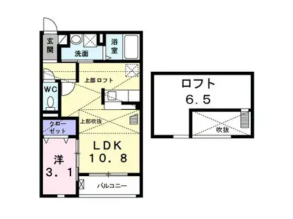 ロータス(1LDK/2階)の間取り写真
