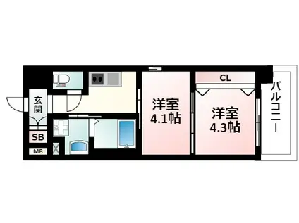 ライブガーデン江坂VIII(2K/3階)の間取り写真