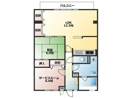 ディージービル小牧中央(2LDK/5階)の間取り写真