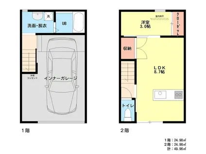 松園ガレージ(1LDK/1階)の間取り写真