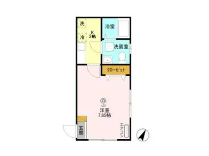 リアンダー(1K/1階)の間取り写真