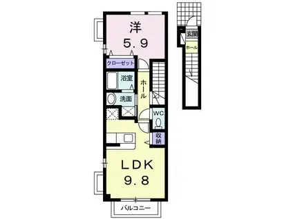 サニ-サイドヒルズ(1LDK/2階)の間取り写真