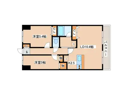 メビウスエース(2LDK/1階)の間取り写真