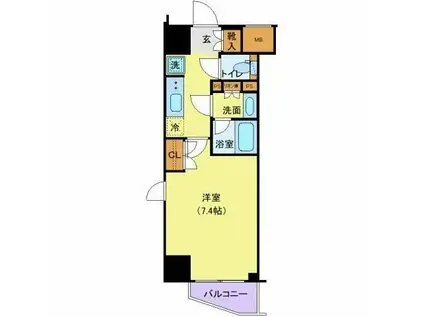 ジェノヴィア新宿早稲田グリーンヴェール(1K/14階)の間取り写真