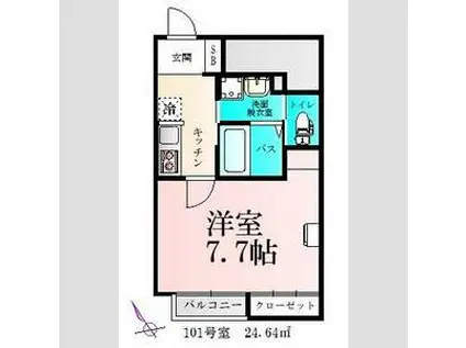 ECRU(1K/1階)の間取り写真