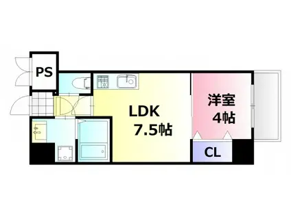 KATAYAMABLDG 24(1LDK/12階)の間取り写真