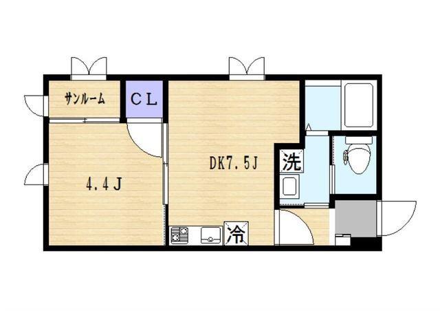 ラヴィエント綾瀬(1DK/1階)の間取り写真