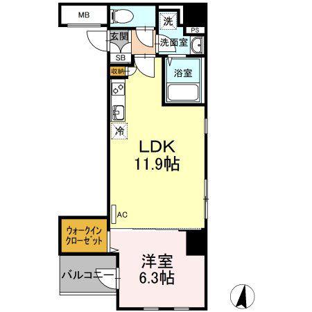 第三上村ビル(1LDK/5階)の間取り写真