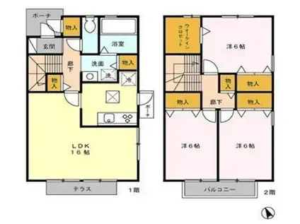 ヴァンクレストC(3LDK/1階)の間取り写真