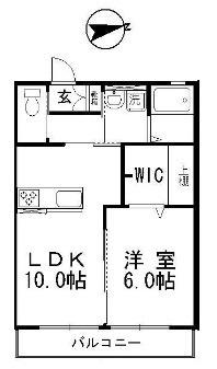 コンシェルジュ福井A棟(1LDK/2階)の間取り写真