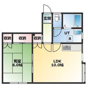 ニューウエスト八軒(1LDK/3階)の間取り写真