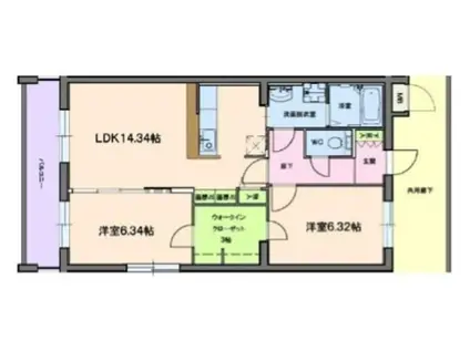 グランストーク富丘(2LDK/3階)の間取り写真