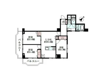エクレール向島(3LDK/8階)の間取り写真