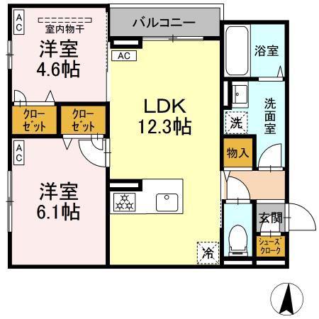 セレスティア柴又V(2LDK/2階)の間取り写真