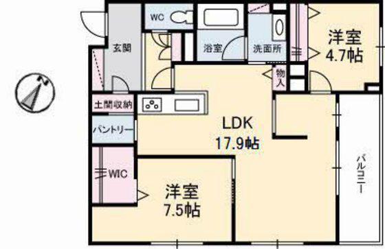 ジャルダン ヴェール(2LDK/2階)の間取り写真