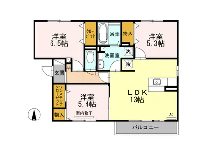 イーストピア手城(3LDK/3階)の間取り写真