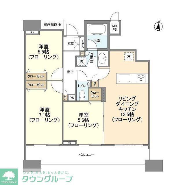 HF白金高輪レジデンス(3LDK/13階)の間取り写真
