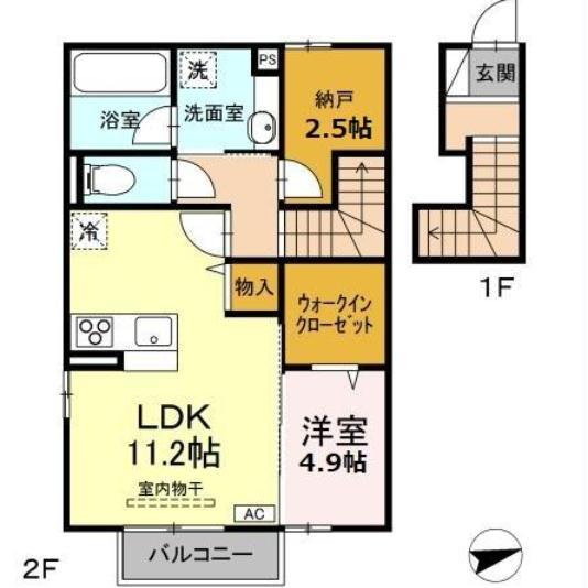 SHERRY(1SLDK/2階)の間取り写真