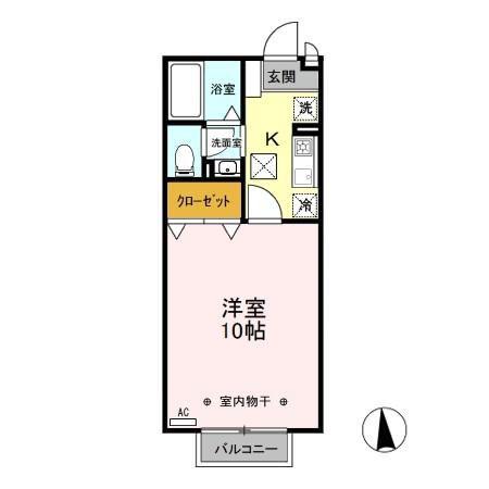 リビングタウン上並榎A・B(1K/1階)の間取り写真