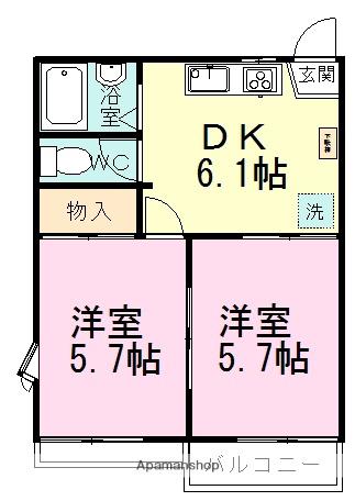 フォーブル西習志野(2DK/2階)の間取り写真
