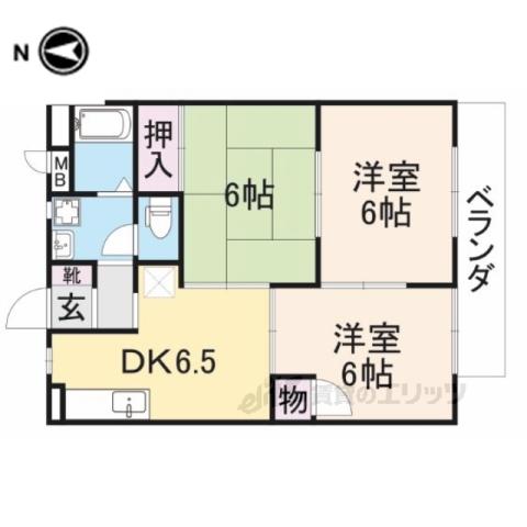 ビエント生駒(3DK/1階)の間取り写真