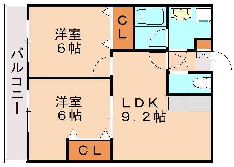 LEONE黒崎南(2LDK/1階)の間取り写真