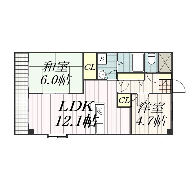 エスポアガーデン(2LDK/1階)の間取り写真