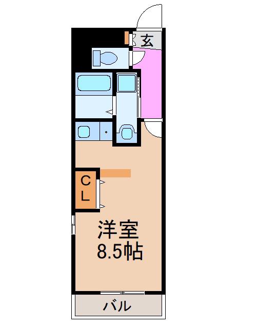 プランドールごきそ(ワンルーム/3階)の間取り写真