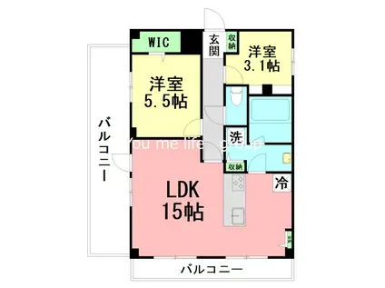 シーサイドビラ鵠沼(1SLDK/5階)の間取り写真