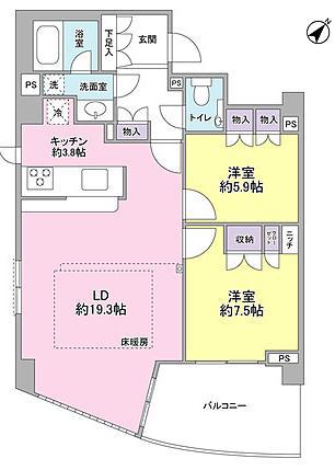 ザ センチュリー宮崎台(2LDK/2階)の間取り写真